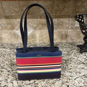 Vintage 90s Pristine Structured Striped Rainbow Bag Handtasche - Bild 1 von 7