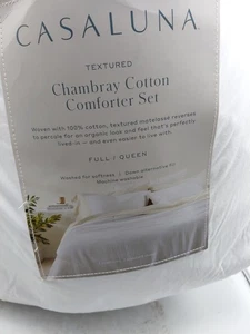 Casaluna strukturierte Chambray Baumwolle Bettdecke Set weiß Full/Queen - Bild 1 von 7