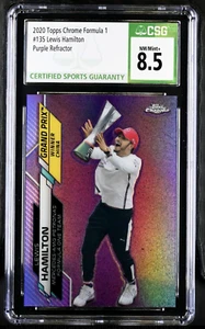 2020 Topps Chrome #135 F1 Lewis Hamilton /399 Purple Refractor CSG 8.5 POP 1/1 - Picture 1 of 4