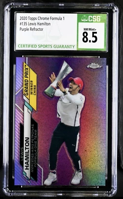 2020 Topps Chrome #135 F1 Lewis Hamilton /399 Purple Refractor CSG 8.5 POP 1/1 - Image 1 of 4