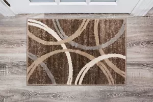 Modern Wavy Circles Design Area Rug 2' X 3' Brown - Picture 1 of 12