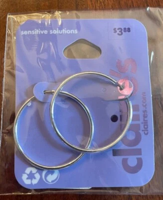 NEW Thin Silver 1"  Hoop Earrings from Claire's - Image 1 of 2