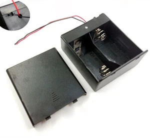 2 x D Cell Battery Holder Case Enclosed Box with On/Off Switch 15cm Wire Lead - Picture 1 of 3