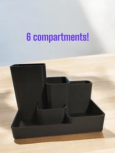 6 Compartment Desk Tidy Pen And Pencil Organiser Phone Stand - Picture 1 of 6