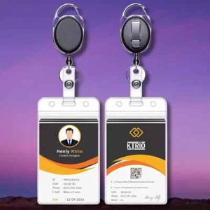 2 Lanyards ID Badges Reels Retractable Clear Name Work Card Holder Clip Vertical - Picture 1 of 3