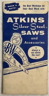 1940S Vintage Atkins Silver Steel Saws And Accessories Advertising Note Pad NOS - Image 1 of 4
