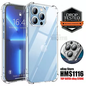 For iPhone 16 15 14 13 12 11 Pro Max X XR 8 7 Plus Case Clear Shockproof Cover - Picture 1 of 17