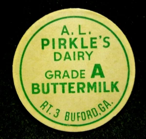 A.L. PIRKLE'S DAIRY - GRADE A BUTTERMILK - BUFORD GA. - MILCHFLASCHENVERSCHLUSS - 42mm - Bild 1 von 1