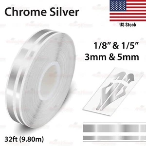 9/16" 15mm Vinyl Pinstriping PinStripe Styling Double Line Sticker CHROME SILVER - Bild 1 von 12