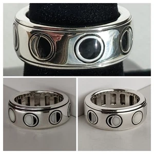 Peter Stone Sterling Silver Lunar Eclipse Spinner Ring 8.7g Sz 5.75 Signed PSCL - Picture 1 of 12