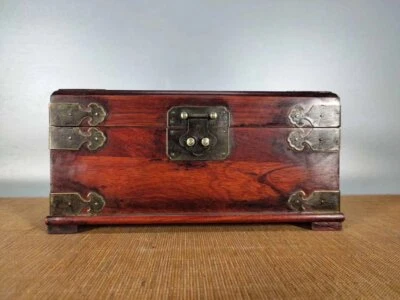 10.4'' Chinese Antique Wood Box natural Old Mahogany wood Box Jewelry Box mirror - Image 1 of 4