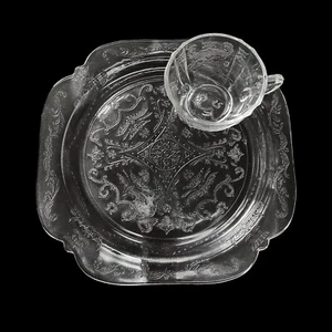 Indiana Glass Recollection Madrid Snack Set Plato Transparente 2 Piezas 10-3/8" Plato Taza - Imagen 1 de 9