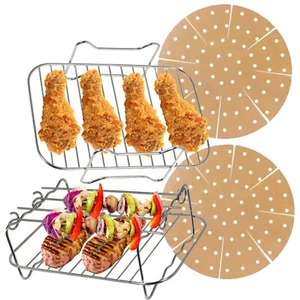 Estantes para freidora de aire doble cajón cesta olla parrilla estante estantes + 2 x forros - Imagen 1 de 12