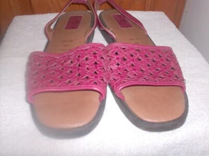 EUC!! Women's Duck Head Red Leather Woven Sandals Slingback 10N - Picture 1 of 3