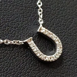 Tiffany & Co. Horseshoe Necklace K18 White Gold Diamond Women Jewelry - Picture 1 of 8