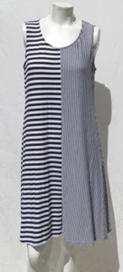 89 $ Chicos schwarz weiß gemischt Streifen Jersey Knopfleiste Swing Kleid 1 US M 8 10 - Bild 1 von 5