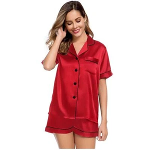 Womans Pajama Set Red Striped Short Sleeve Shorts Size Small - Picture 1 of 3