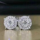 2Ct Round Lab Created Diamond Women's Halo Stud Earrings 14K Gold Plated Silver