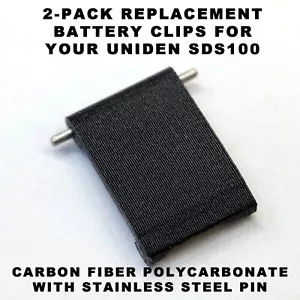 (2 CONFEZIONE) Uniden SDS100 Batteria in fibra di carbonio clip porta blocco blocco con pin cerniera - Foto 1 di 3
