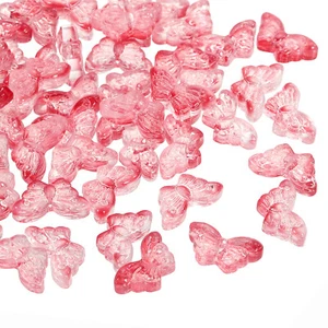 50Pcs Crystal Butterfly Beads, 8x15mm Transparent Loose Bead, Red - Picture 1 of 6