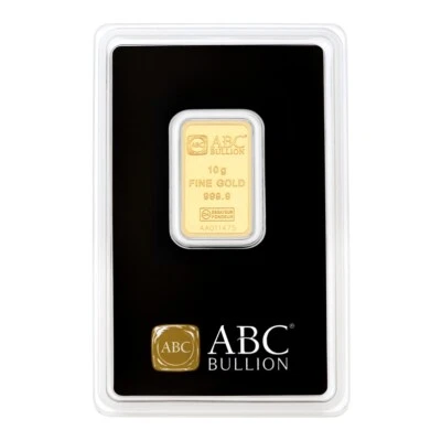 10 gram 999.9 Fine Gold ABC Bullion Minted Tablet Ingot Bar Sealed & Certified - Image 1 of 4