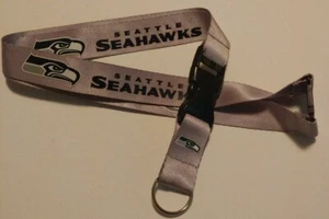 Seattle Seahawks Football Team Logo NFL Gray Lanyard Keychain - Picture 1 of 1