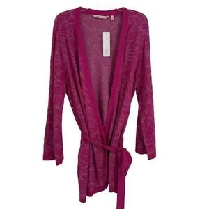 Soft Surroundings NWT Kensley Cardigan Sweater Women Size 1X Pink Palms Cotton - Picture 1 of 7