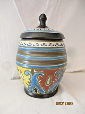 ANCIEN POT A TABAC en CERAMIQUE signée GOUDA  Hollande -18 cm - Photo 1/4