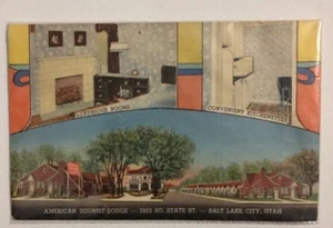 Postal 1951 Salt Lake City Utah American Tourist Lodge - Imagen 1 de 2