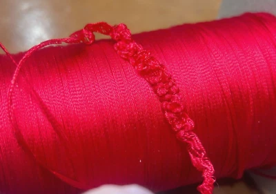 embroidery mini rayon 1/16" thread ruche trim ric rac 10yds Japan red - Image 1 of 4