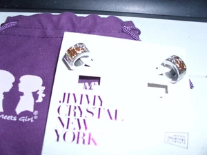 JIMMY CRYSTAL NY Ohrringe Swarovski Kristall Huggies Style klar + gelb - Bild 1 von 4