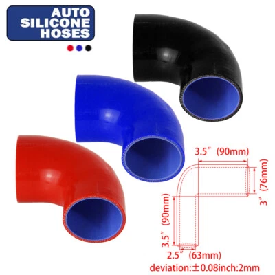 Universal 2.5in to 3in ID 90 Degree 3-Ply Elbow Silicone Hose Coupler - Image 1 of 4