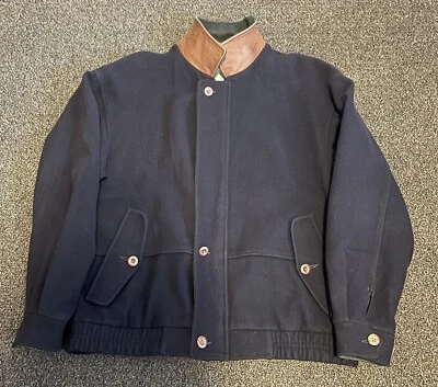 Abrigo Chaqueta Bombardero De Colección Años 90 Mark Shale Lana Cuero Diseñador Talla L EE. UU. LEER Foto 1 de 4