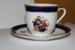 VINTAGE SCHUMANN ARZBERG BAVARIA GERMANY ECHT KOBALT TEETASSE & UNTERTASSE - Bild 1 von 12