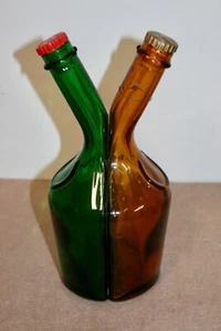 vtg.dbl.1/2grn/1/2 bro.liquor bottle sic prior ss trinitatis cong s marvi w/lids - Picture 1 of 4
