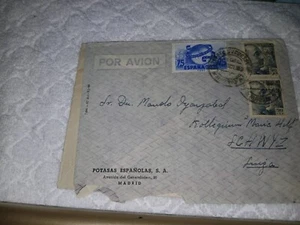 SPAIN-(-1949)-ADVERTISING=POTASAS ESPANOLAS,S.A-MADRID-COVER TO -SWITZERLAND - Picture 1 of 1