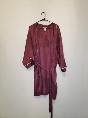 Bata XL de colección Maidenform para mujer manga 3/4 frente abierto cintura corbata lunares rojos  Foto 1 de 4