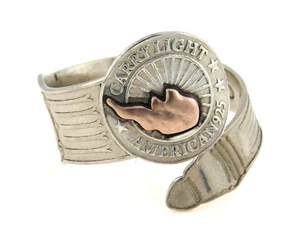 Alex & Ani 925 Sterling Silver Liberty Copper Carry Light Peace Love Wrap Ring - Picture 1 of 11