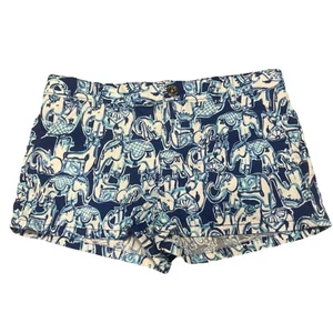 Lilly Pulitzer Shorts Elephant Print Casual Blue White Girls Size 14 - Picture 1 of 8