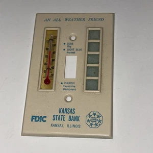Termómetro de cubierta de interruptor de luz de metal Kansas State Bank de colección - Imagen 1 de 5