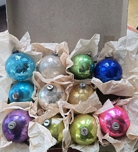 Adornos de bola de vidrio mercurio años 50 Japón 1,75" de colección vacaciones púrpura rosa azul - 11 - Imagen 1 de 10