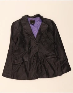 MOSSIMO Womens Leather 2 Button Blazer Jacket UK 16 Large Black Leather DO87 - Picture 1 of 4
