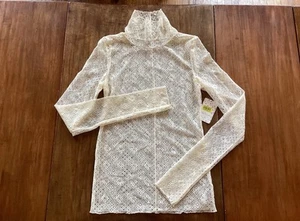 NWT Intimately Free People Top Sheer Ivory Lace Long Sleeve Pullover Size Medium - Picture 1 of 6
