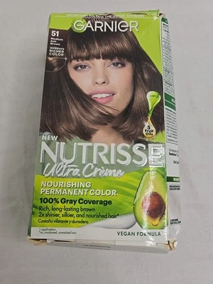 GARNIER NUTRISSE NOURISHING # 51 Medium Ash Brown Hair Coloring 1 Kit - Image 1 of 4