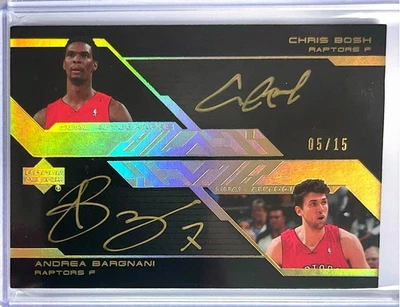2007-08 UD Negro Chris Bosh/Andrea Bargnani Autógrafo Doble Dorado 05/15 MS Foto 1 de 2