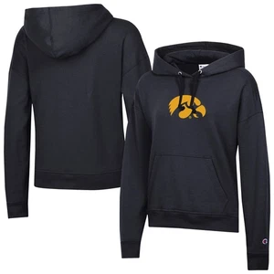 Women's Champion Black Iowa Hawkeyes Powerblend Fleece Hoodie - Picture 1 of 3