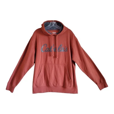 CABELA'S Men's M Hoodie Sweatshirt Rust Brown Gray Logo Drawstring Chest 42" - Image 1 of 4