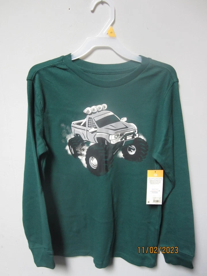 BOYS SIZE 10 365 KIDS FROM GARANIMALS LONG SLEEVE THERMAL GRAPHIC TEE