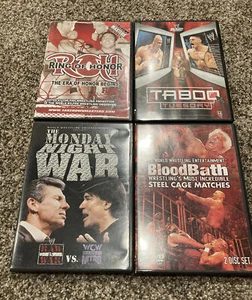 WWE Wrestling DVDs Lot x4 Flair Rock Angle Hart Cena Stone Cold Raw Nitro ROH - Foto 1 di 6