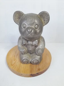 Vintage Money Box Metal Bear Pewter Effect Gift Christening New Baby - Picture 1 of 4